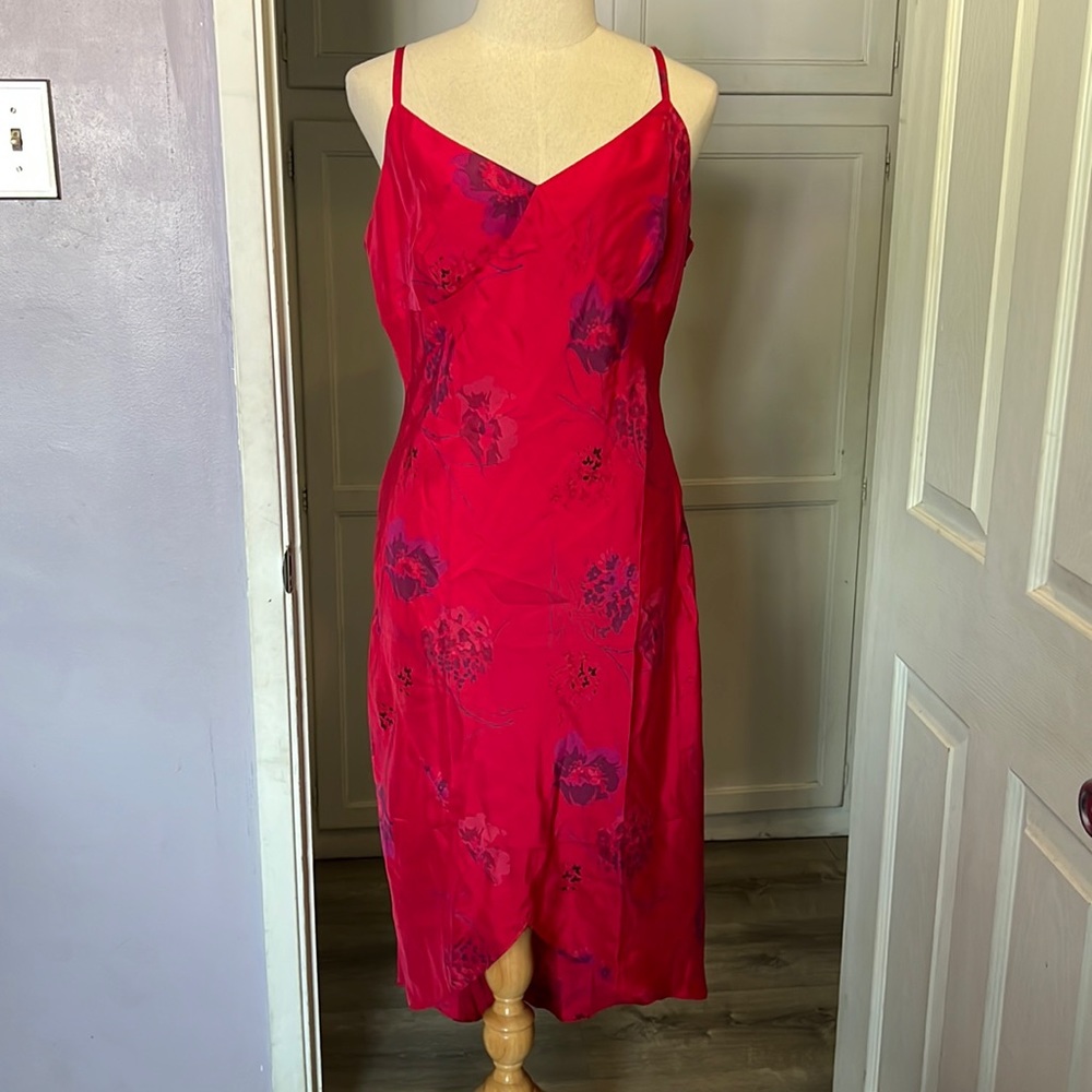Express Magenta Floral Slip Midi Dress